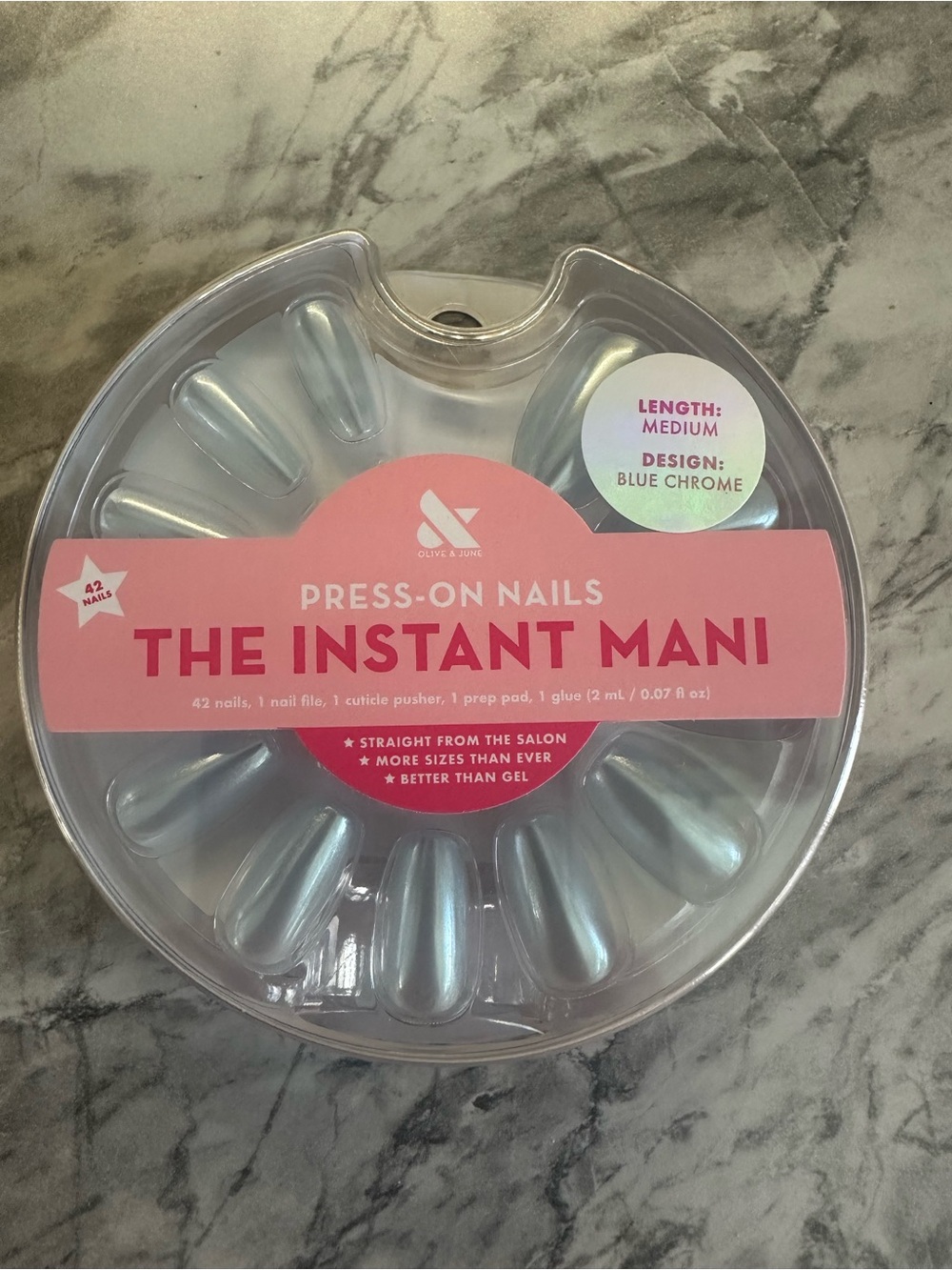 The Instant Mani Press-On Nails - Blue Chrome (Medium)